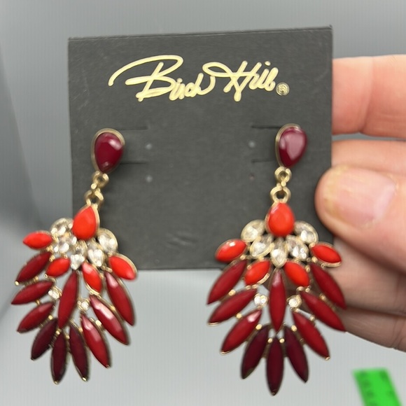Red and Gold Statement Earrings - Picture 7 of 8